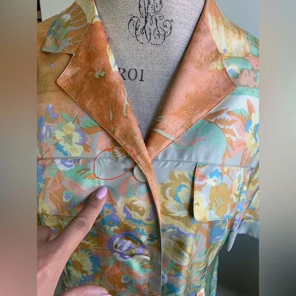 Vtg Louis Feraud 100% Silk Midi Dress Abstract Wearable Artsy sz 10 Belted Boho - Picture 9 of 16